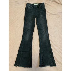 Free People Slit Bottom Black Jeans